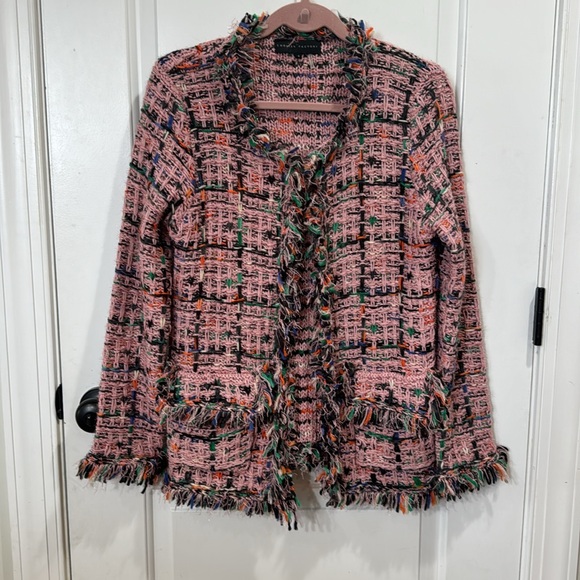ENGLISH FACTORY PINK TWEED BOLERO SWEATER JACKET SMALL - Picture 4 of 11